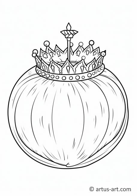 Kleurplaat van een grapefruit met een kroon
